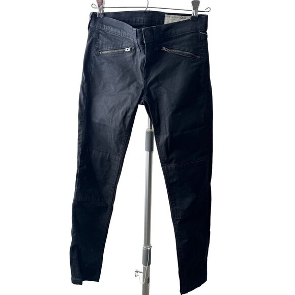 Rag & Bone/Jean Black Skinny Jeans With Front Zipper Pockets - Picture 1 of 3